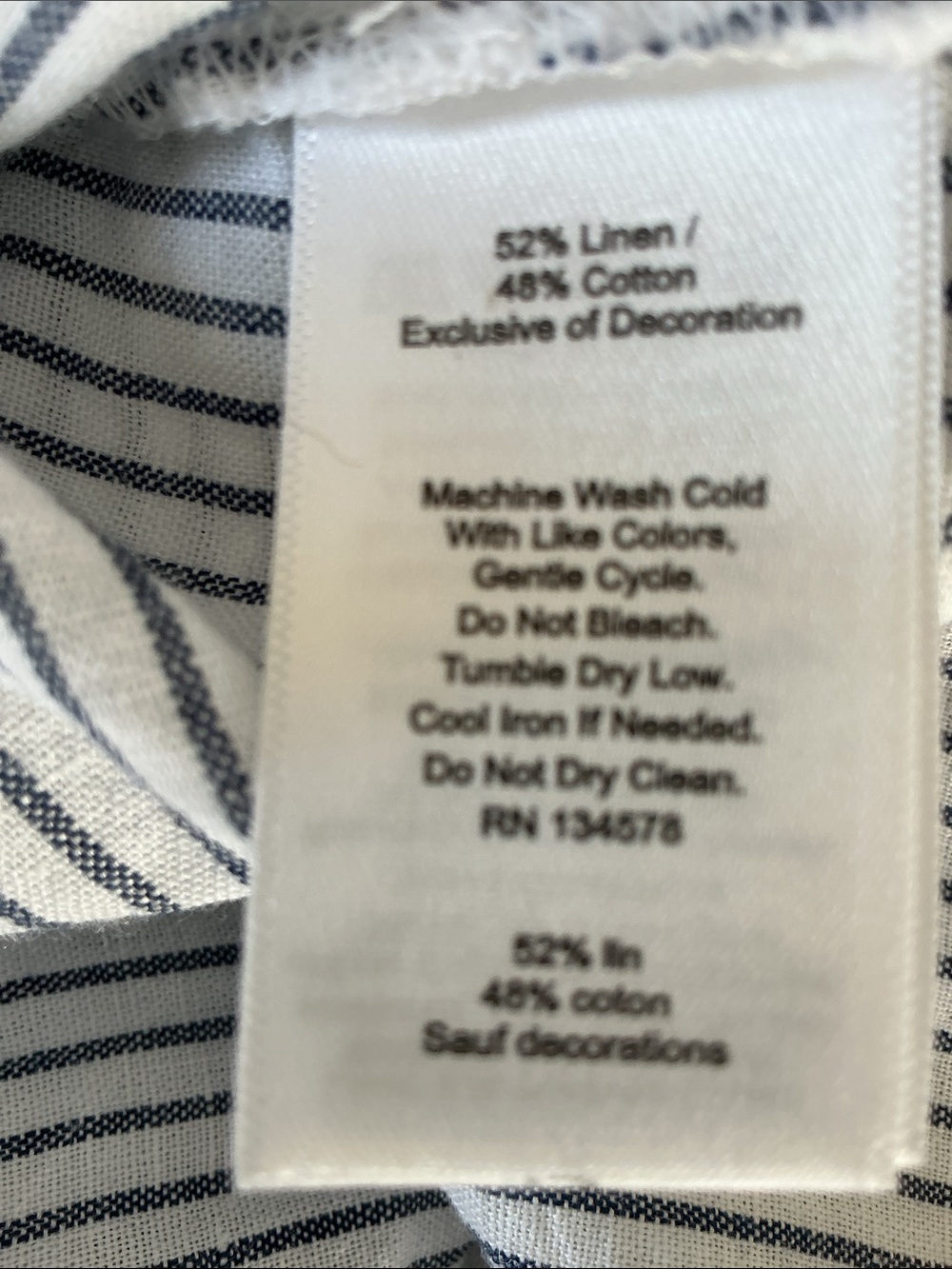 Vineyard Vines White & Navy Striped Split-Neck Linen Tunic - Picture 5 of 5